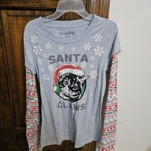 Wound Up Gray Santa Claws Cat Shirt